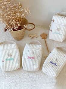 1 Pc Personalized Embroidered Tote Bag For Moms, Large Capacity Customized Embroidery Maternity Bag, Fashionable And Versatile Mummy Handbag For Outdoor, Cute Bear Pattern Diaper Wet Wipes Organizer Bag, Multi-Function Diaper Bottle Storage Handbag With Stroller Hook, Embroidered Bear Pattern Tote Bag, Suitable For Daily Use, Can Be Gift For Family, Friends, New Moms