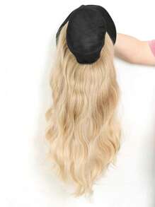 26-Inch European And American Women's Fashionable Black Fisherman's Hat, Wavy One-Piece Wig Hat, Golden Fisherman's Hat Wig