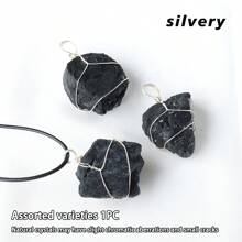 1PC Natural Crystal Black Tourmaline Labradorite Raw Stone Unpolished Gem Pendant Necklace Quartz Jewelry Women Necklace For Women Gifts