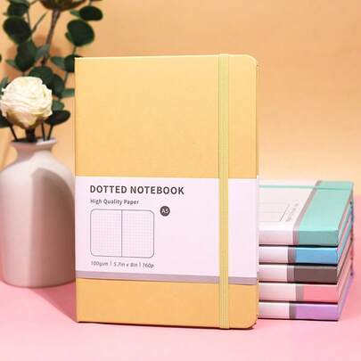 Cuaderno de edición de lujo A5 Macaron con encuadernación de matriz de puntos, cuaderno de oficina de negocios, cuaderno creativo, cuaderno minimalista, adecuado para niños, niñas, estudiantes, regalos diarios, escritura de oficina y conmemoración diaria, útiles escolares, vuelta al colegio