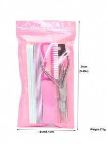 12 件套美甲工具套装：100/180 号指甲锉、抛光块、角质层钳、角质层推刀、清洁刷、专业粉色指甲护理套装 - 粉色 - 查看 2