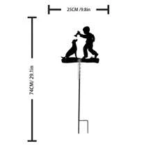 5ml Boy Playing With Dog Rain Gauge, Precise Measurement Lawn Garden Yard Decoration Weather Station Tool