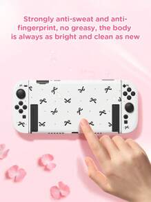 1pc Caparl Polka Dot & Bow Decor Pattern Protective Case, Compatible With New 2 (2025), Switch NS/Switch OLED/Lite, Accessory Compatible With Switch 2 Console, Full Set Package, Storage Case With Card Slot, Switch Protective Cover, Romantic Gift Compatible With Switch Players