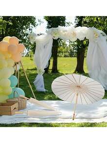 1pc Elegant DIY White Paper Umbrella - Vintage Style Bride Sun Umbrella, Wedding Decoration, Home Decor, Used For Wedding Decoration, Photography, Makeup, Party, Beach Decor, Beautiful Photo Prop And Party Accessory - Multicolor - View 7