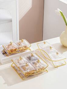 1套零食盘+托盘，零食、糖果、干果、饼干收纳套装 - 無色 - 查看 4