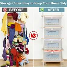 1pc Linen Storage Box With Transparent Window, Cotton Fabric Storage Container For Organizing Clothes, Toys, Books, Essential For Home & Dorm