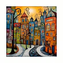 Set pittura diamante 5D fai-da-te, casa colorata, dipinto a diamante di edificio, pittura a diamante completa, ricamo punto croce, opera d'arte per decorazione da parete, ideale per principianti come regalo a sorpresa
