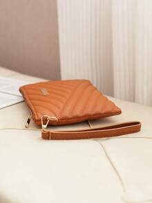 Women Large Capacity Clutch Wallet, With Phone Pocket, Handheld Purse And Key Pouch - Brown - View 7