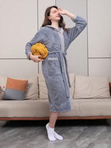 Grey Bathrobe, Suitable For Daily Wear Back To School