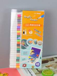 Set de 12/24/36/48 rotuladores de pintura acrílica de colores para pintura y manualidades DIY, a prueba de agua, lavables, se pueden usar para pintar en tela, vidrio, cerámica, plástico y la mayoría de las superficies, es una papelería de pintura utilizada para manualidades DIY, bocetos y crear hermosas obras de arte en oficinas, escuelas, estudiantes, papelería y útiles escolares.