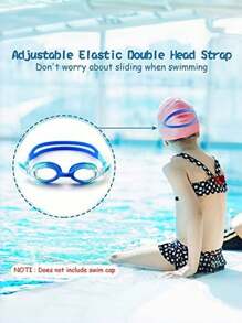 Set de 2 piezas Gafas de natación para niños (1 par de gafas de natación y 1 bolsa con cremallera para gafas) - Gafas de natación para niños con lente antivaho, irrompible y máscara de silicona ajustable | Máscara de natación impermeable para niños y niñas de 3 a 8 años y de 8 a 12 años | Ajuste cómodo elástico, diseño unisex