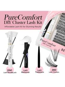 BEYELIAN Lash Extension Kit 280 Pcs D Curl Lash Extension Clusters Lash Clusters Natural Look Cluster Lashes Extensions Super Thin Band & Soft Lashes Reusable 9-16mm MIX (30+40D)