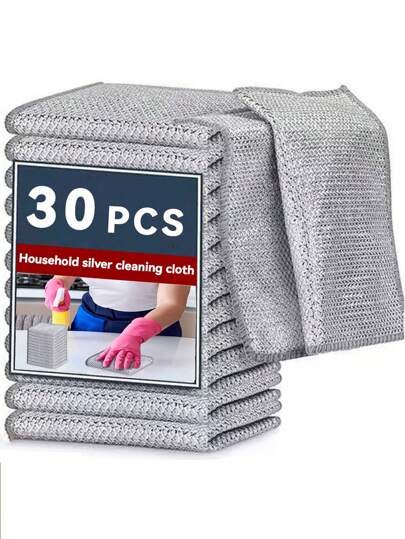 30pcs Magic Cleaning Cloth Thickened Double -Sided Metal Steel Wire Rags Kitchen Dish Pot Washdishing Cloths Towel Clean Tools