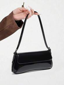 女士极简主义单肩包、小号勃艮第酒红色钱包、法棍包、简约单肩包、腋下包、手提包、Y2K 宝贝包