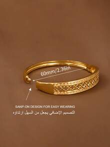 1/2/3pcs Classic Double Row Cubic Zirconia Decor Bracelet, 60mm Diameter, Openable, Suitable For Women Daily Wear, No Packaging - Gold - View 6