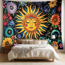 1 pezzo Arazzo da parete floreale colorato in poliestere, decorazione per la casa in stile bohémien, quadro decorativo per camera da letto o soggiorno, dipinto colorato, regalo decorativo ispirato alla natura, appeso alla parete