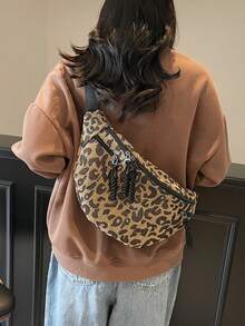 New Ins Style Leopard Print Casual Waist Bag/Chest Bag, Versatile Cloud Pattern Unique Shoulder Crossbody Bag/Casual Phone Pouch - Multicolor - View 10
