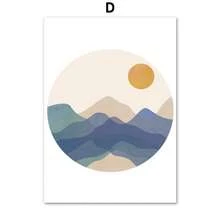 1pc Gift Modern Bohemian Sun Rainbow Leaves Lines Abstract Posters And Prints Wall Arts Canvas Painting Picture Bedroom Living Room Gallery Decor Optional Frame ,Wall Art With Frame - Multicolor - View 18
