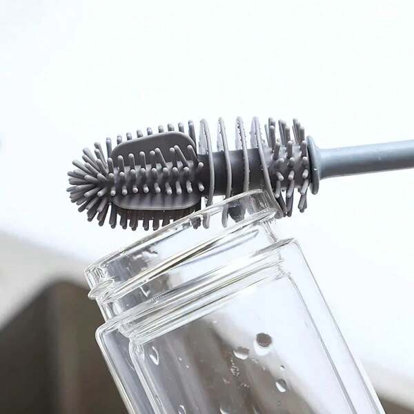 1pc Silicone Cup Scrub Brush With Long Handle, For Bottle And Cup Cleaning