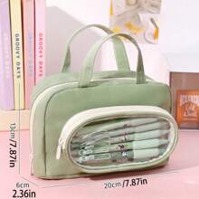2pcs/Set Back To School Pencil Case, Large Capacity Pencil Bag, Student Stationery Organizer, Multi-Functional Cosmetic Bag, Blank Student Storage Pouch, Minimalist Handbag,Pencil Pouch,School Bag