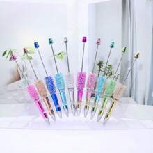 10pcs Handmade Gradient Color UV Plated Pearl DIY Beads Pen Craft Material Kit, Creative Gift For Holidays