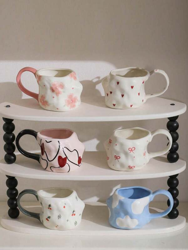 1 pieza Taza de cerámica pintada a mano con diseño subglaseado de alta estética, gran capacidad, para uso doméstico y de oficina para café, leche y té, adecuada como regalo para amante, mamá, Halloween, Navidad, boda, cumpleaños, Día de San Valentín, vuelta al colegio