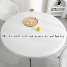 1pc Clear Transparent TPU Round Table Cover, Elastic Edge Easy Installation Round Protective Cover, Waterproof And Oil-Proof, Easy To Clean And Wipe, Suitable For Round Tables In Various Occasions Such As Restaurants, Coffee Tables, Bar Tables, Hotels And Outdoor Picnics, Suitable For All Seasons