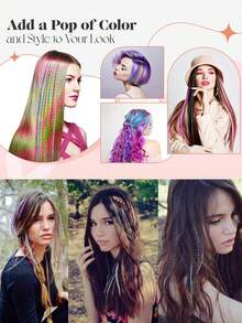 Rainbow 16inch Leopard Print Feather Hair Extension Stick10 Root Synthetic Wig Hair Accessories For Women Girl Red Wig