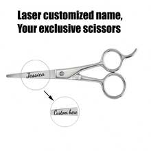 1PC Custom LOGO Hair Scissors Professional JP 440c Steel 5.5 6 6.5 7" Scissor Cut Hair Scissors Haircut Barber Cutting Shears Hairdressing Scissors - Silver - View 3