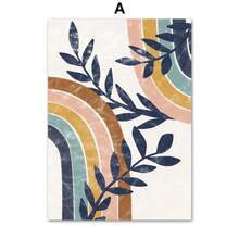 1pc Gift Modern Bohemian Sun Rainbow Leaves Lines Abstract Posters And Prints Wall Arts Canvas Painting Picture Bedroom Living Room Gallery Decor Optional Frame ,Wall Art With Frame - Multicolor - View 48