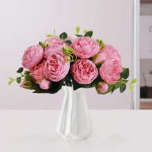 1 pièce/3 pièces Bouquet de fleurs de rose artificielles Fleurs de pivoines fausses à toucher réel pour la décoration de la maison, du mariage, de la fête, des centres de table, de la Fête des Mères