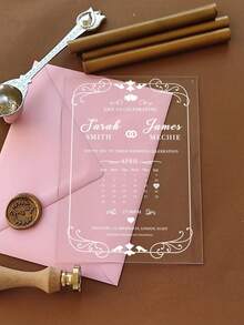 Invitación de boda de acrílico, invitaciones de fiesta, invitaciones personalizadas, invitación de acrílico, elegante invitación de boda de acrílico con RSVP, invitación de boda transparente - Multicolor - Ver 6