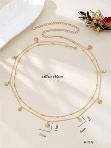 2pcs Elegant Minimalist Women's Waist Chain With Starfish, Seashell And Crystal Decoration, Ocean Style For Casual, Vacation And Beach