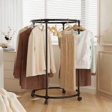 1pc Iron Garment Rack With Wheels, 360° Rotating Drying Rack, Heavy Duty Metal Clothes Hanger Rack For Clothing Store Display - Black - View 9