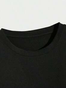 Camiseta de Verano para Hombre con Estampado de Letras, Cuello Redondo, Casual y de Viaje - Negro - Ver 5