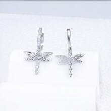 BRLINEY Sterling Silver Hypoallergenic Women's Earrings Cubic Zirconia Hoop Earrings Dragonfly Earrings Fashionable And Exquisite Earrings Birthday Gifts