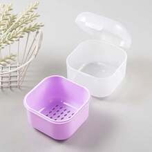 Caja de almacenamiento de herramientas de uñas con filtro de doble capa cuadrada, contenedor de limpieza de cepillos de manicura - Morado - Ver 6