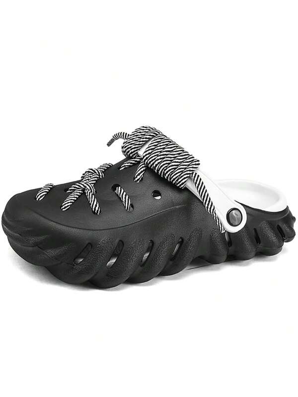 صندل رجالي بنقشة دانتيل قابلة للانزلاق، مقاومة للانزلاق وسريعة الجفاف، مناسبة للسير الداخلي والخارجي، صندل رجالي بخطاف وعروة للشاطئ (يُنصح بطلب مقاس أكبر بمقدار مقاس واحد للقدم الواسعة والطويلة وعالية الكعب) XD1922-2