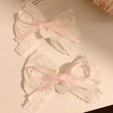1pc/2pcs Set White Lace Bow Hair Clip, Side Clip, Lolita Duck Mouth Clip, Hair Accessory Claw Clips Hair Claws Hair Barrettes