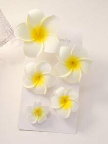 5pcs/Set Girls Daisy Flower Hair Accessories, Ombre White Floral Hairpin, Hair Clips Barrette Hair Decoration Set - Multicolor - View 7