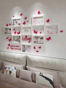 8pcs Creative Gallery Wall Photo Frame Set, 5"/6"/7"/8"/10" Photo Collage Display For Living Room And Bedroom, Includes Landscape Photos & Butterfly Stickers - Multicolor - View 14