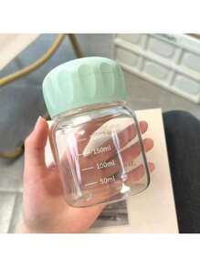 1/2pcs Mini Glass Small Cup For Coffee, Milk, Stylish & Portable, Cute Short Design