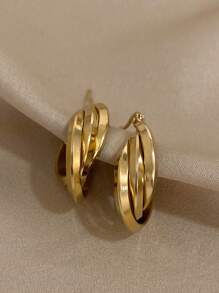 1Pair Multiple Colors Hoop Earrings Stainless Steel Earrings Golden Silver Rose Gold Earrings Simple And Elegant Hoop Earring For Women Teen Jewelry Gifts