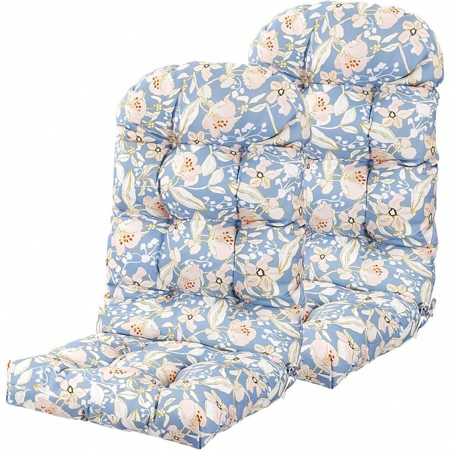 Adirondack Chair Cushion, High Back Patio Chair Cushions 48 X 19.7 X 4.7 Inch, Indoor/Outdoor Thickened Rocking Chair Cushion, Fade-Resistant & Waterproof (Dark Blue, Set Of 1) - 花藍色 - 查看 1