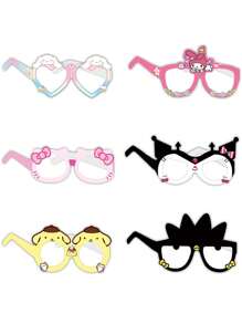 Sanrio 6 pièces/set Lunettes de fête d'anniversaire hello kitty mignonnes, décoration de fête, lunettes, cadeau d'anniversaire de dessin animé (certaines pièces peuvent être aléatoires)