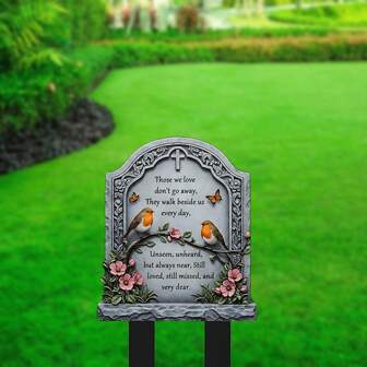 1 pièce 2D plate, monument acrylique imprimé en 2D plat, piquet décoratif de jardin (12,5 cm x 20 cm), convient pour les jardins mémoriels, les cimetières, l'extérieur, le jardin, la décoration de pelouse, 2D plate, sans électricité requise