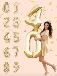 1 Stück 40 Zoll große Platin Zahl Folienballon, geeignet für Geburtstag, Hochzeit, Abschluss, Jahrestag, Heiratsantrag Dekoration, Weihnachten, Geburtstagsdekoration