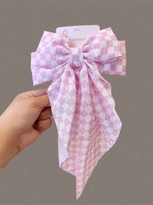 1pc Women's Korean-Style Double Layer Long Ribbon Ditsy Floral Big Bow Hair Clip, Sweet Fabric Spring Clamp Barrette ,Hair Accessory ,School Accessories, Claw Clips, Clips For Hair, Hair Slide, Hair Claws