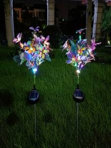 1/2 Peças Luzes de Árvore com Borboletas Alimentadas por Energia Solar com 17 Borboletas Realistas, Luzes Solares de Flores Artificiais, Luzes Solares para Gramado Externo, Adequadas para Decoração de Jardim, Pátio e Varanda, Acessórios para Quarto, Festa e Sala de Estar