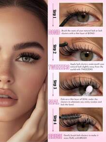 570 قطعة / 540 قطعة من عناقيد الرموش 30D+40D+50D+60D+80D+100D لتمديد الرموش DIY من فرو الأرانب الصناعي - رموش عناقيد فردية ذات حجم طبيعي وتجعيد D ممتاز للاستخدام المتكرر وخفيفة الوزن وسهلة التطبيق